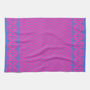 Kichen Towel, Magenta: Helderblauwe Stippen Theedoek