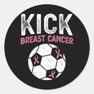 Kick Borstkanker Bewustzijn Voetbal Roze Lint Ronde Sticker