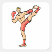 Kick Boxing Vierkante Sticker (Voorkant)