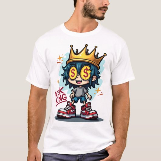 Kick King Sneakerhead Cartoon Graffiti Shirt (Voorkant)