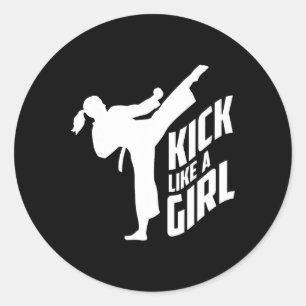 Kick Like A Girl-karate Kickboksen Meisje Ronde Sticker