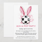 Kick & Peep Party - Invitation de football de Pâqu (Devant / Derrière)