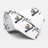 Kick Scooter & Flowers Waterverf Art Stropdas (Opgerold)