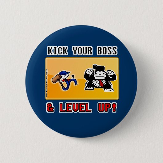 kick your boss & level up! ronde button 5,7 cm (Voorkant)