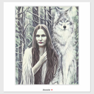 Kickapoo Indian Brujah White Wolf Sticker