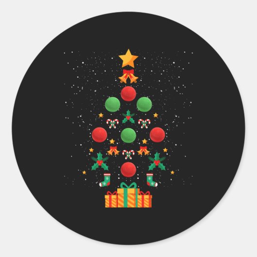 Kickball Team Christmas Tree Xmas  Ronde Sticker (Voorkant)