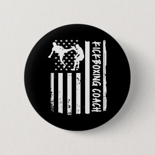 Kickboks Coach Usa Vlag Vrouwen Kinderen Mannen Ronde Button 5,7 Cm
