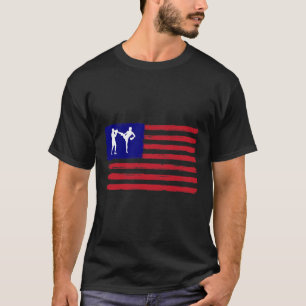 Kickboksen 4 juli Patriottische Amerikaanse vlag i T-shirt