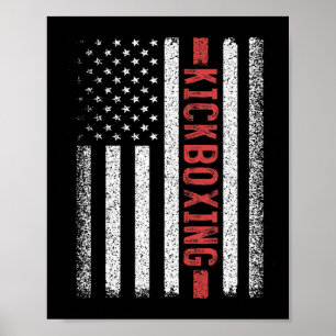 Kickboksen Amerikaanse Vlag 4 juli Kickbokser Voor Poster