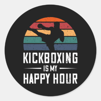 Kickboksen is mijn happy hour grappig kick boksen ronde sticker