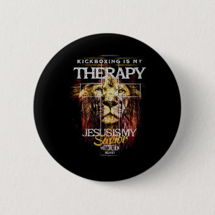 Kickboksen is mijn therapie Jezus mijn redder Mma Ronde Button 5,7 Cm