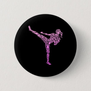 Kickboksen Kickbokser Karate Meisjes Kinderen Vrou Ronde Button 5,7 Cm