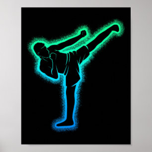 Kickboksen Kickbokser Karate Taekwondo Kinderen Jo Poster