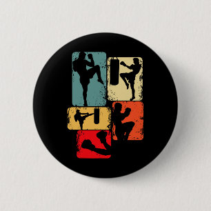 Kickboksen Kickboxer Karate Taekwondo Jongens Kind Ronde Button 5,7 Cm