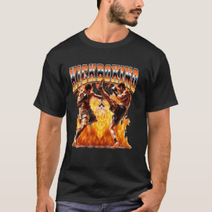 Kickboksen Kickboxer Vlammen 90s Bootleg Stijl T-shirt