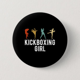Kickboksen Meisje Kickboxer Ronde Button 5,7 Cm