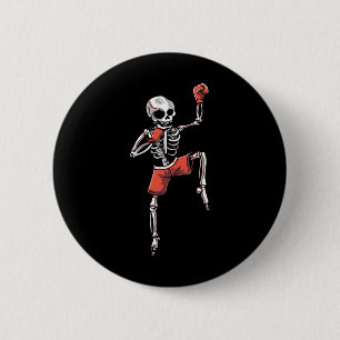 Kickboksen Skelet Kickbokser Vechtkunst Halloween Ronde Button 5,7 Cm