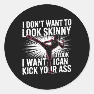 Kickboksen Sterke Vrouwen Fitness Motivatie Ronde Sticker
