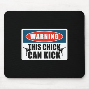 Kickboksen Vintage Waarschuwing Deze Kip Kan Kicke Muismat