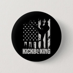 Kickboksen - Vlag van de VS Amerikaanse Kickbokser Ronde Button 5,7 Cm
