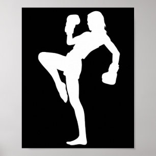 Kickboksen Vrouwen Is Slaande Silhouette Ontwerp I Poster