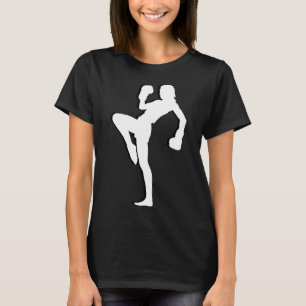 Kickboksen Vrouwen Is Slaande Silhouette Ontwerp I T-shirt