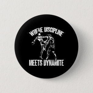 Kickboksen waar Discipline Meets Dynamiet Kickbox Ronde Button 5,7 Cm