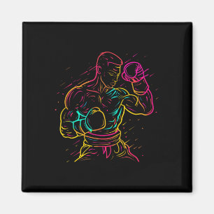 Kickboksende jongen tekening 80s look kickbokser v magneet