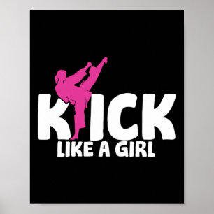 Kickbokser Meisje Vechtster Kickboksen Vechtkunst  Poster