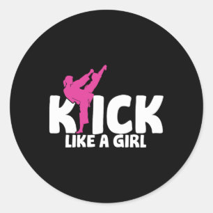 Kickbokser Meisje Vechtster Kickboksen Vechtkunst  Ronde Sticker