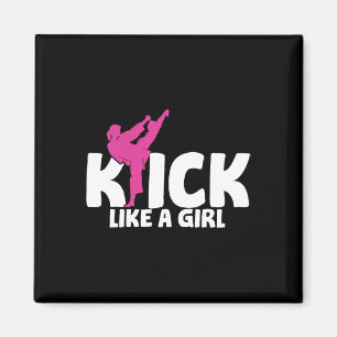 Kickbokser Meisje Vechtster Kickboksen Vechtsport Magneet