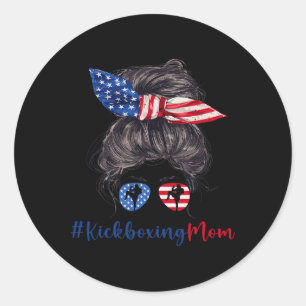 Kickboksmoeder Amerikaanse vlag Moederdag Cadeau 4 Ronde Sticker
