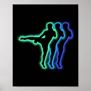 Kickboxer Martial Arts Silhouetten Mannen Kinderen Poster