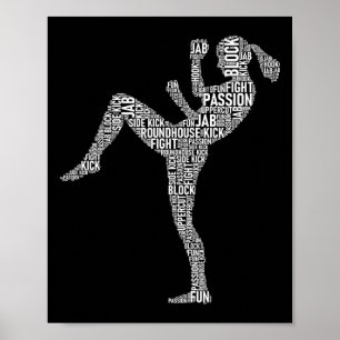 Kickboxer typografie - Kickboksen Mixed Martial Ar Poster