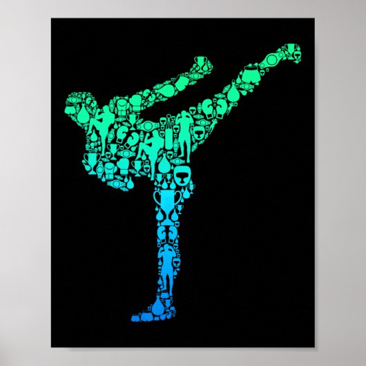 Kickboxing Kickboxer Karate Kids Boys Men Poster (Voorkant)