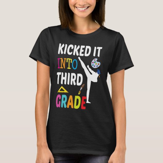 Kicked into 3rd Grade Karate Back To School T-shirt (Voorkant)