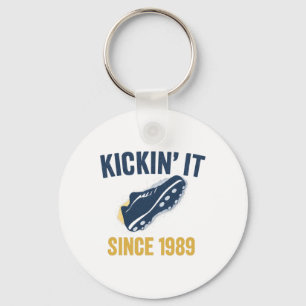 Kicken sinds 1984 Vintage Voetbal Fan Print  Sleutelhanger