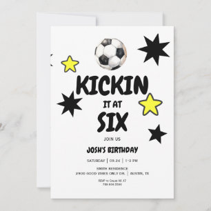 Kickin het op Six Soccer 6th Birthday Party Kaart