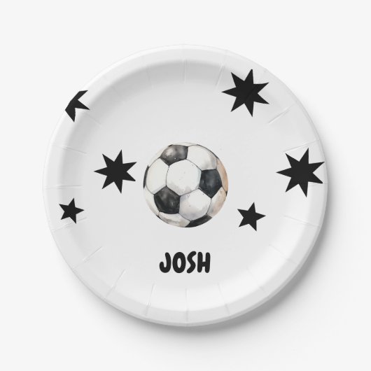 Kickin het op Six Soccer 6th Birthday Party Papieren Bordje (Voorkant)