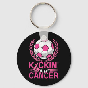 Kickin it for Cancer Soccer Pink Ribbon Breast Can Sleutelhanger