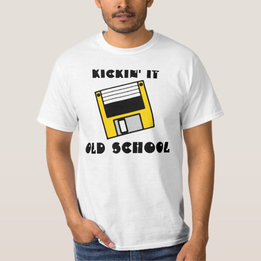 Kickin it Old School Yellow Floppy Disk Shirt (Voorkant)