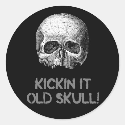 Kickin it Old Skull Ronde Sticker (Voorkant)