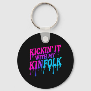 Kickin' Met Familie Paint Drip Grappige Familie Sleutelhanger