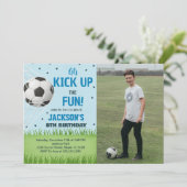 Kickoff Soccer Anniversaire Invitation avec photo (Debout devant)