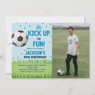 Kickoff Voetbal Verjaardag Uitnodiging met foto