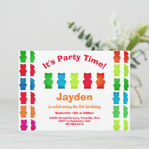 Kid Gummy Bear Candy Anniversaire Invitation
