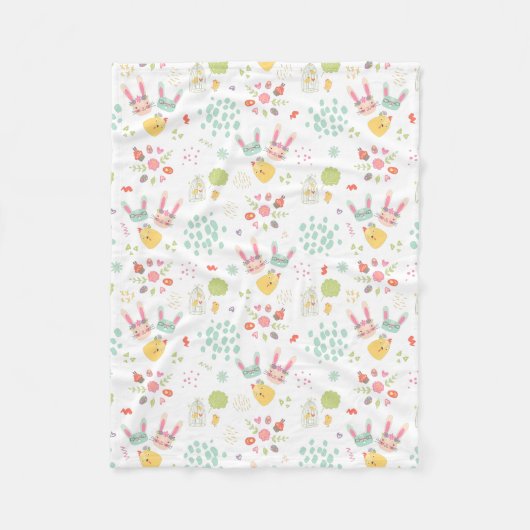 Kiddie Easter Bunny Pattern Fleece Deken (Voorkant)