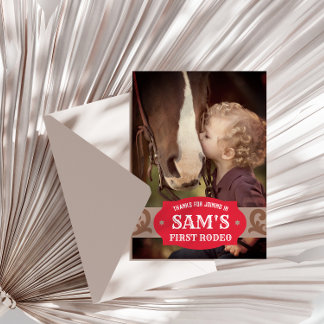 Kiddie FIrst Rodeo Rood/Bruine Western Foto Bedankkaart