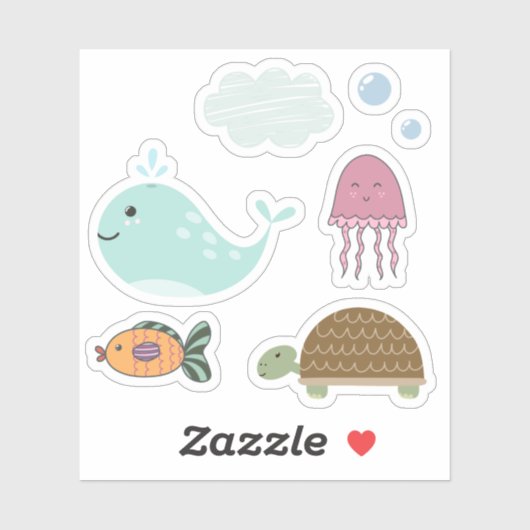 Kiddies Leuk Onder de Zee Walvis Vis Schildpad Sticker (Vel)