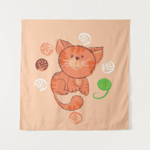 Kiddy rode speelgoedkat naadloos patroon wandkleed